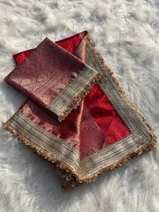 Jahnvi Kapoor Tissue Saree with Elegant Golden Zari Border