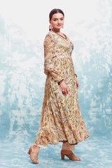 Beige Digital Printed Chiffon Co-Ord Set with Dupatta | Ready to Wear | Sizes XS-XXL