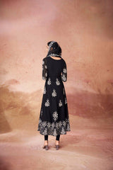 Black Digital Printed Georgette Co-Ord Set with Net Dupatta | Ready to Wear | Sizes XS-XXL