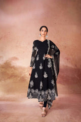 Black Digital Printed Georgette Co-Ord Set with Net Dupatta | Ready to Wear | Sizes XS-XXL