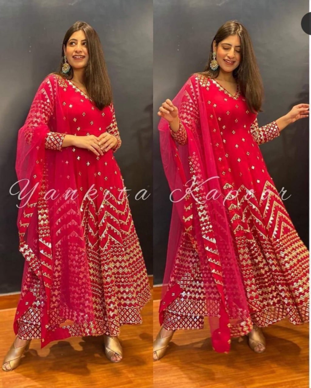 Blush Pink Georgette Semi-Stitched Outfit with Zari & Foil Work