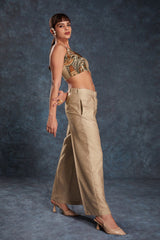 Brown Printed Linen Co-Ord Set | Stylish Ready-To-Wear Top & Pant | Sizes XS–XXL