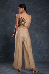 Brown Printed Linen Co-Ord Set | Stylish Ready-To-Wear Top & Pant | Sizes XS–XXL
