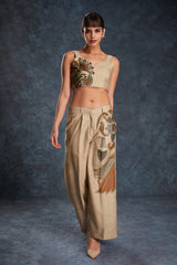 Brown Printed Linen Co-Ord Set | Stylish Ready-To-Wear Top & Pant | Sizes XS–XXL
