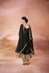 Classic Black Crepe Embroidered Suit Set with Pant & Dupatta – Ready to Wear (XS to XXL)