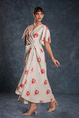 Cream Printed Linen Co-Ord Set | Elegant Ready-To-Wear Top + Pant | Sizes XS–XXL