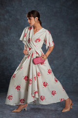 Cream Printed Linen Co-Ord Set | Elegant Ready-To-Wear Top + Pant | Sizes XS–XXL