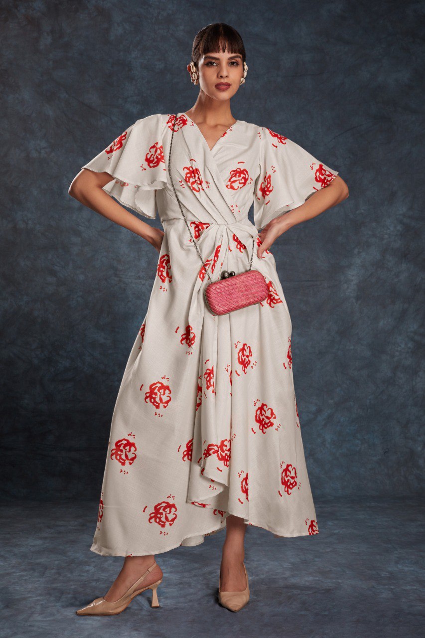 Cream Printed Linen Co-Ord Set | Elegant Ready-To-Wear Top + Pant | Sizes XS–XXL