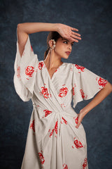 Cream Printed Linen Co-Ord Set | Elegant Ready-To-Wear Top + Pant | Sizes XS–XXL