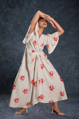 Cream Printed Linen Co-Ord Set | Elegant Ready-To-Wear Top + Pant | Sizes XS–XXL