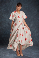 Cream Printed Linen Co-Ord Set | Elegant Ready-To-Wear Top + Pant | Sizes XS–XXL