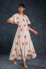 Cream Printed Linen Co-Ord Set | Elegant Ready-To-Wear Top + Pant | Sizes XS–XXL