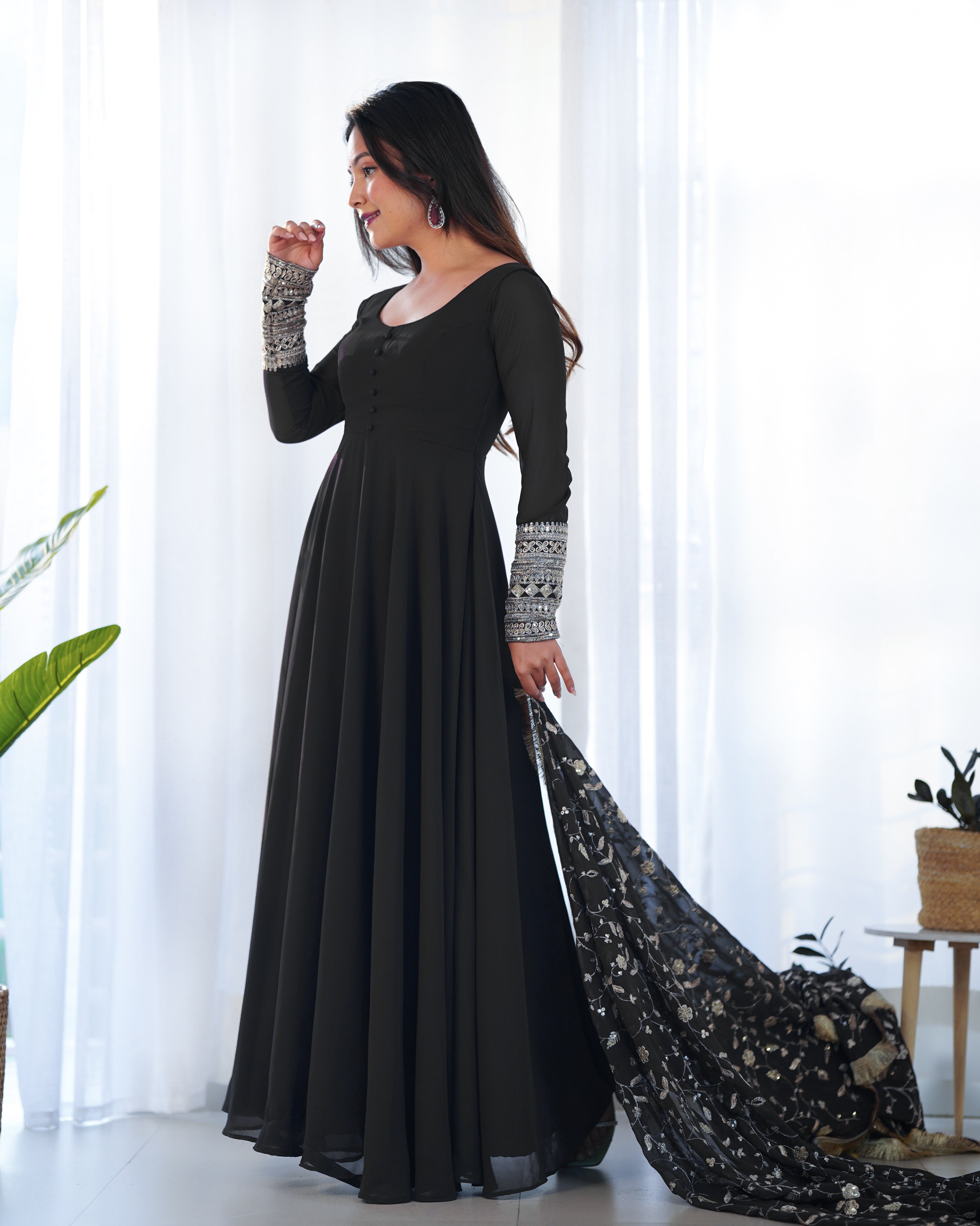 black long anarkali dress Buy Black Embroidered Wedding Wear Anarkali Suit Online in Canada