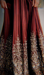 Elegant Maroon Fox Georgette Gown with Sequin Embroidery & Matching Dupatta