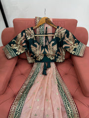 Elegant Peach Designer Saree in Twil Net with Thread & Sequin Work