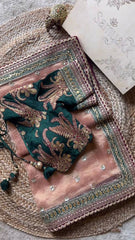 Elegant Peach Designer Saree in Twil Net with Thread & Sequin Work