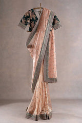 Elegant Peach Designer Saree in Twil Net with Thread & Sequin Work