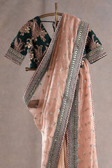 Elegant Peach Designer Saree in Twil Net with Thread & Sequin Work