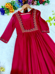 Elegant Rani Pink Fox Georgette Kurti with Handwork