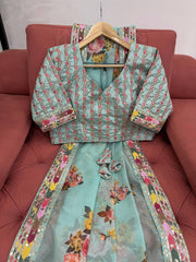 Elegant Sky Blue Designer Saree with Digital Print & Thread Work