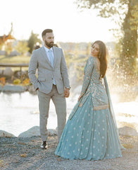 Elegant Sky Blue Embroidered Top, Lehenga & Dupatta Set – Fox Georgette with Sequin Embroidery
