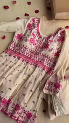 Elegant White Designer Suit with Sharara and Dupatta - Chanderi Cotton & 9MM Sequin Work