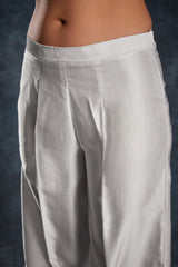 Elegant White Printed Linen Satin Co-Ord Set | Chic & Comfy | Ready to Wear Top + Pant (XS–XXL)