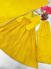 Elegant Yellow Party Wear Alia Cut Anarkali Gown with Dupatta & Bottom Set