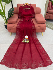 Exquisite Rani Pink Designer Saree with Handwork - Jimmy Chu Silk