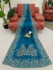 Exquisite Sky Blue Designer Saree with Thread & Sequin Work