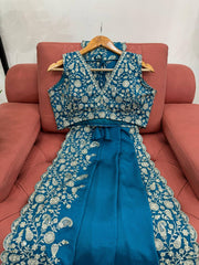 Exquisite Sky Blue Designer Saree with Thread & Sequin Work
