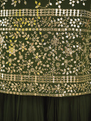 Glamorous Green Georgette Sharara Set with Sequin Embroidery & Dupatta – Ready to Wear (XS to XXL)