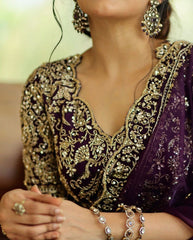 Gorgeous Purple Designer Saree with Thread & Sequin Work - Heavy Organza Silk