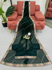 Green Designer Saree with Coding & Sequin Work