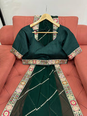 Green Designer Saree with Coding & Sequin Work