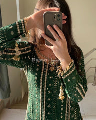 Green New Designer Party Suit & Dupatta Set – Fox Georgette with Sequin Embroidery & Krizz Work