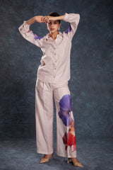 Light Pink Printed Linen Co-Ord Set | Elegant Everyday Look | Top + Pant | Ready to Wear (XS–XXL)