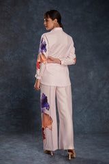 Light Pink Printed Linen Co-Ord Set | Elegant Everyday Look | Top + Pant | Ready to Wear (XS–XXL)