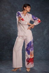 Light Pink Printed Linen Co-Ord Set | Elegant Everyday Look | Top + Pant | Ready to Wear (XS–XXL)
