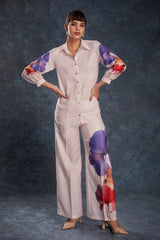 Light Pink Printed Linen Co-Ord Set | Elegant Everyday Look | Top + Pant | Ready to Wear (XS–XXL)