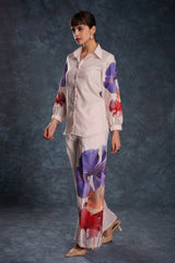 Light Pink Printed Linen Co-Ord Set | Elegant Everyday Look | Top + Pant | Ready to Wear (XS–XXL)