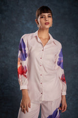 Light Pink Printed Linen Co-Ord Set | Elegant Everyday Look | Top + Pant | Ready to Wear (XS–XXL)