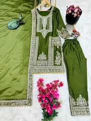 Mahendi New Designer Party Suit & Dupatta Set – Chinon Silk with Sequin Embroidery & Coding Work