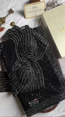 Mesmerizing Black Designer Saree with Sequins Work - Soft Net Fabric