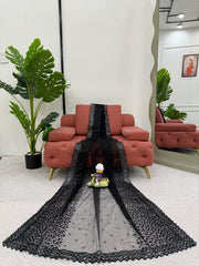 Mesmerizing Black Designer Saree with Sequins Work - Soft Net Fabric