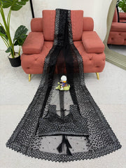 Mesmerizing Black Designer Saree with Sequins Work - Soft Net Fabric