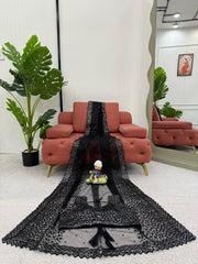 Mesmerizing Black Designer Saree with Sequins Work - Soft Net Fabric