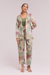 Multicolor Modal Satin 3-Piece Co-Ord Set (Blazer + Blouse + Pant) | Trendy Ready-to-Wear | Sizes XS–XXL