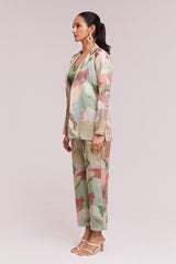 Multicolor Modal Satin 3-Piece Co-Ord Set (Blazer + Blouse + Pant) | Trendy Ready-to-Wear | Sizes XS–XXL
