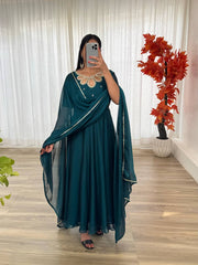 New Party Wear Rama Rangoli Georgette Gown with Dupatta Set